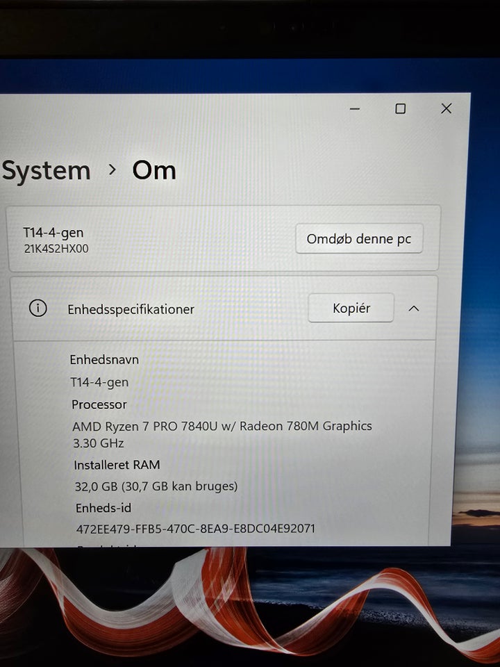 Lenovo T14 AMD 4. gen, 3.30 GHz, 32 GB