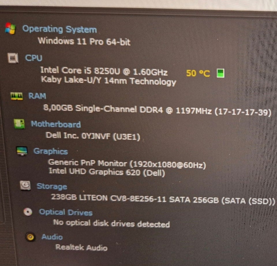 Dell Latitude 7390 i5-8250U GHz 8