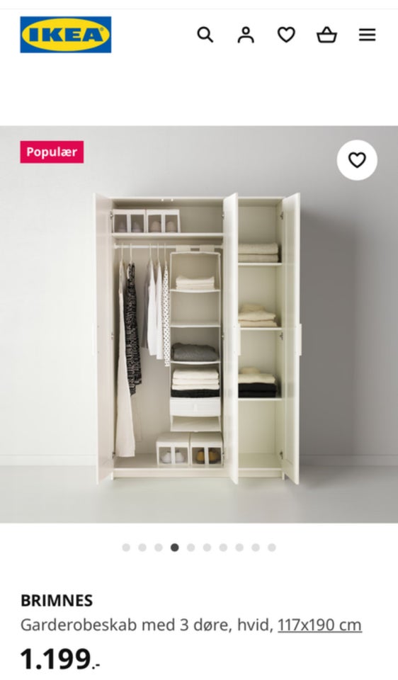 Garderobeskab IKEA b: 117 d: 50 h: