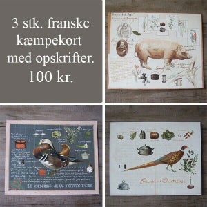 3 stk store franske kort med