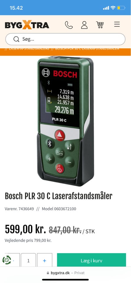 Afstandsmåler m. Bluetooth , Bosch