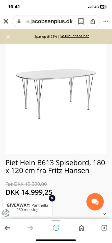 Fritz Hansen bord B 613