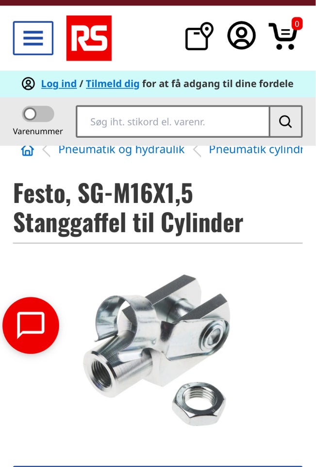 Stanggaffel til cylinder