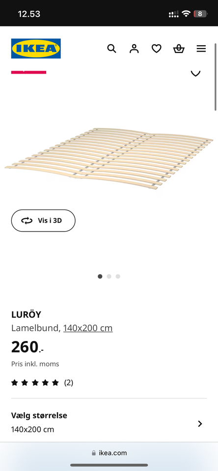 3/4 seng, Ikea, b: 140 l: 200