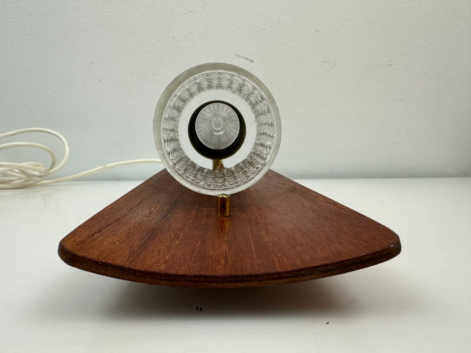 Væglampe Teak retro lampe m glas