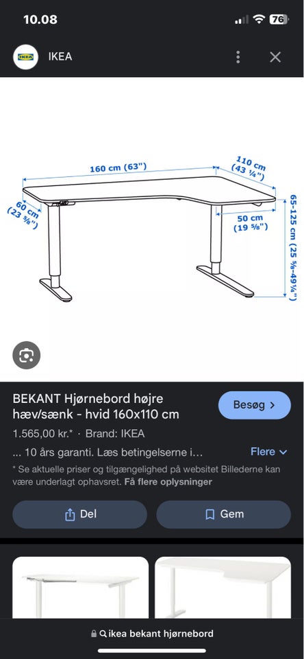 Skrive-/computerbord Bekant