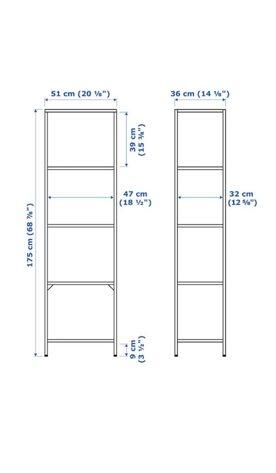 Reolsystem, Ikea, b: 100 d: 36 h: 175