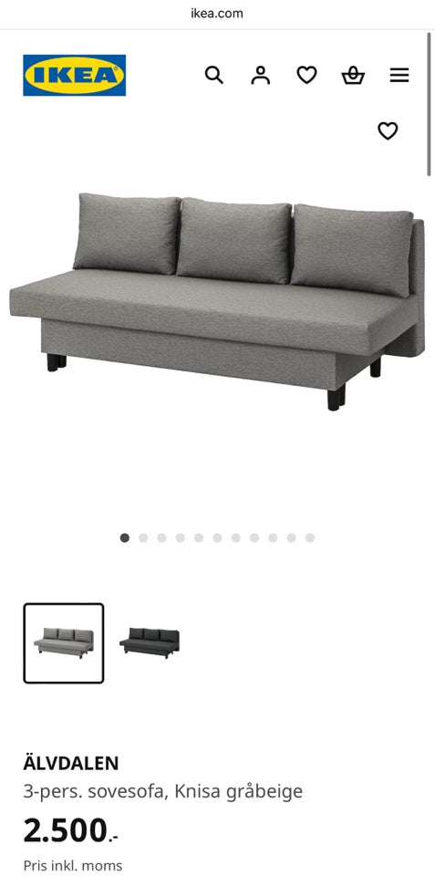 Sovesofa, IKEA, b: 82 l: 194