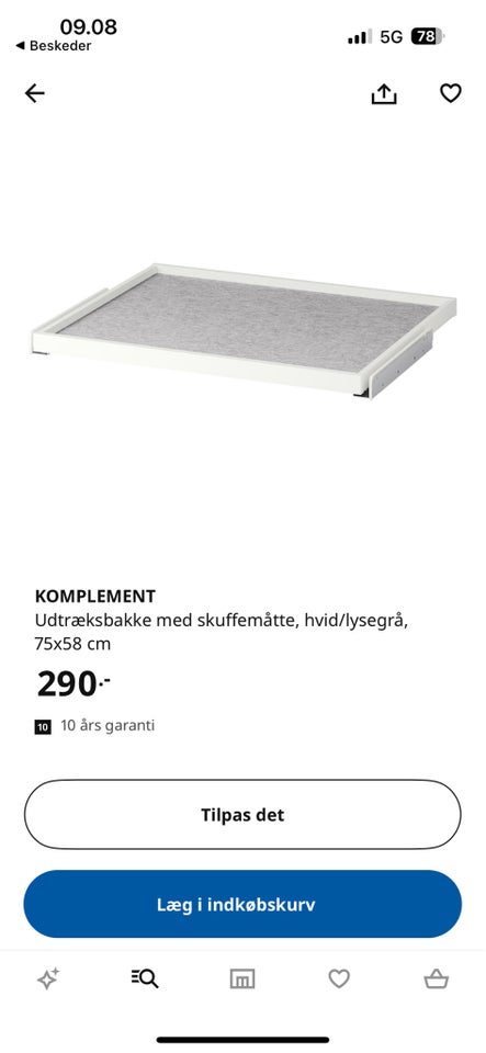 Komplement udtræksbakke Ikea