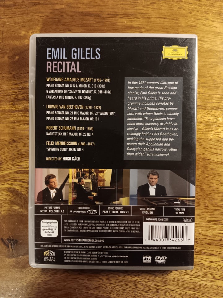 Emil Gilels recital, DVD, andet