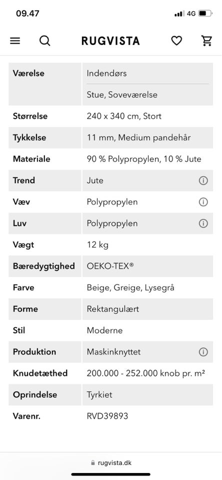 Gulvtæppe Polypropylen b: 240 l: