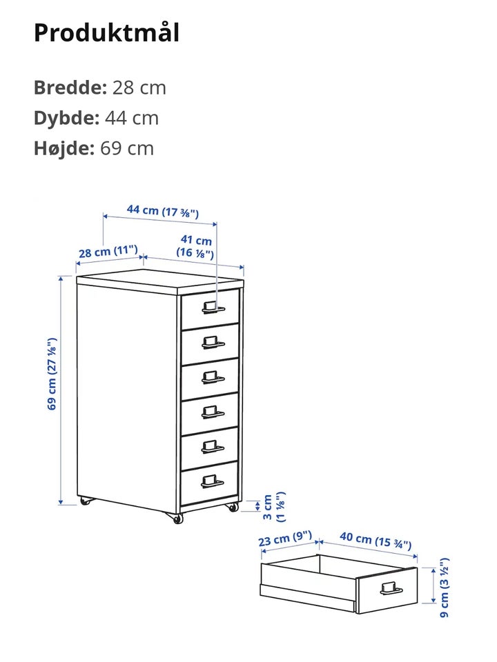 HELMER Skuffeelement med hjul.,