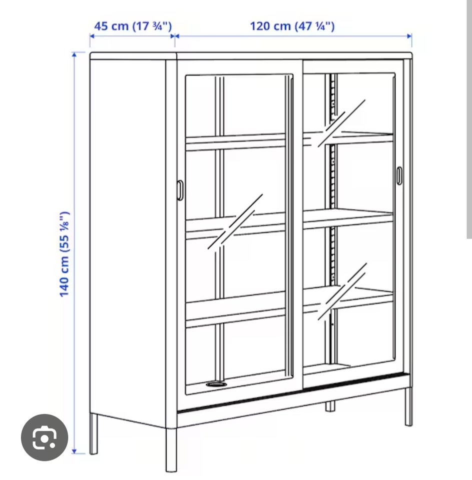 Vitrineskab Ikea Idåsen b: 120 d: