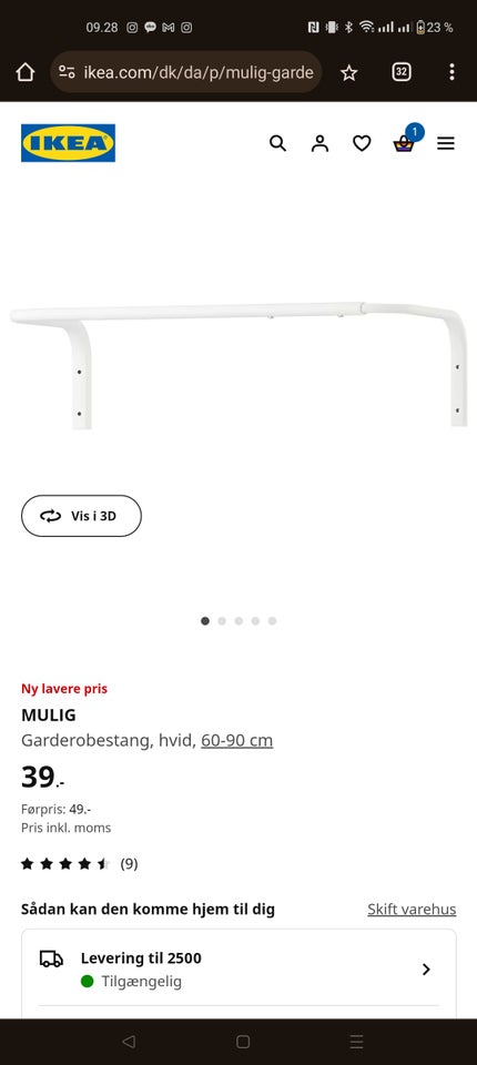 Mulig garderobestang Ikea