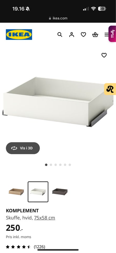 Tilbehør til skabe, Ikea , b: 75 d: 58