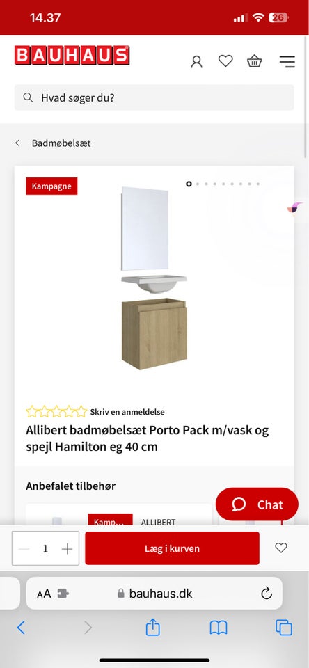 Baderumsmøbel inkl. vask og spejl ,