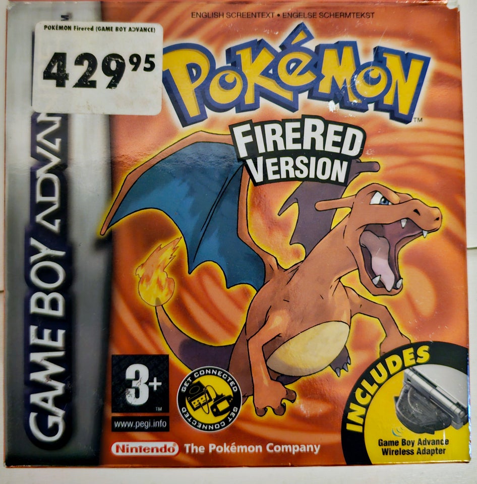 Pokemon Fire Red i æske, Gameboy