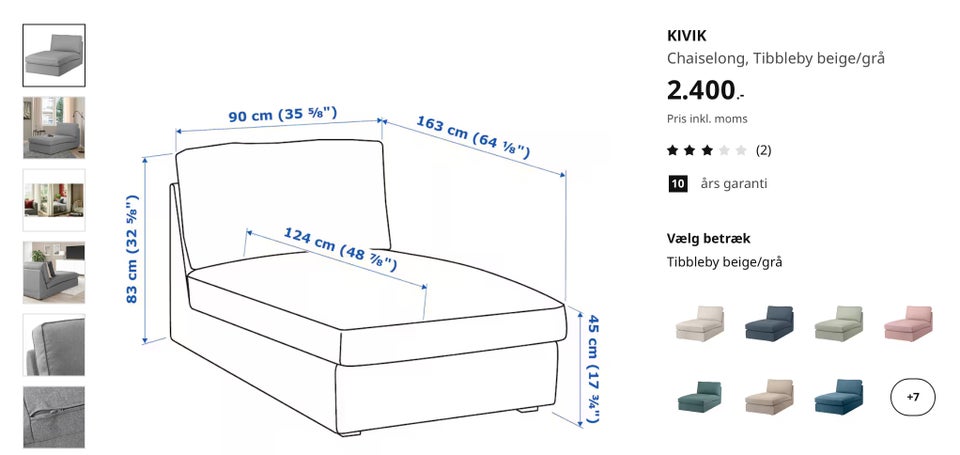 Chaiselong 1 pers  Kivik Ikea