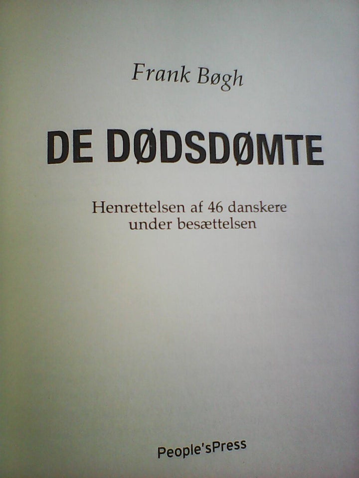 De dødsdømte, Frank Bøgh, emne: