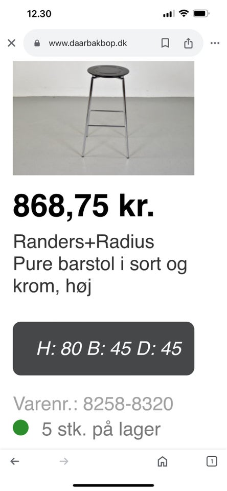 Barstol, Randers +Radius