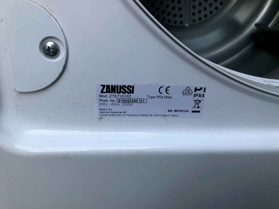 Tørretumbler, Zanussi Zte7101pz