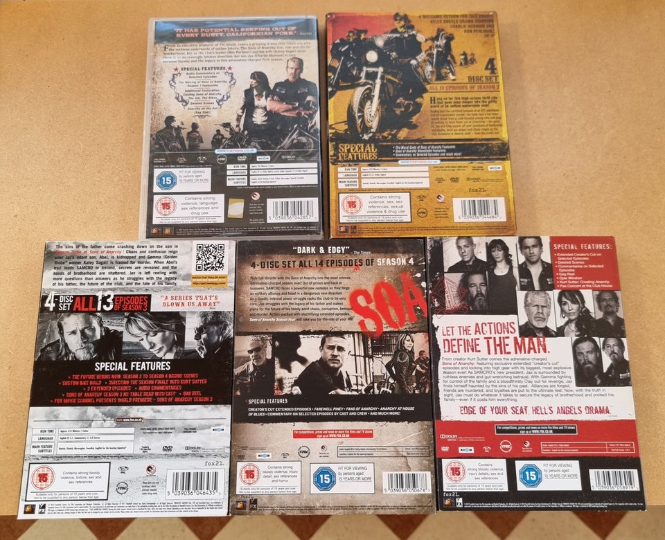 Sons of Anarchy 1 - 5, DVD, TV-serier