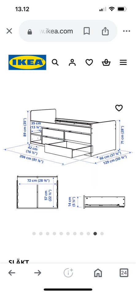 Enkeltseng Ikea b: 96 l: 206 h: 89