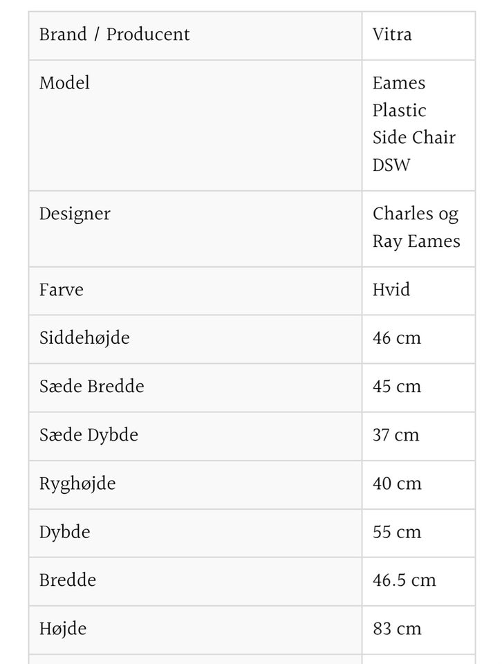 Eames stol Eames plastic side