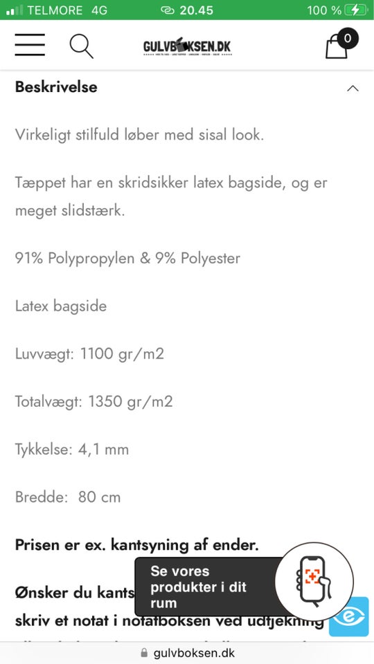 Løber, b: 80 l: 280