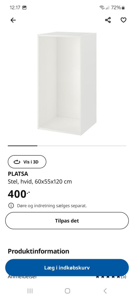 Garderobeskab, IKEA, b: 60 d: 55 h: