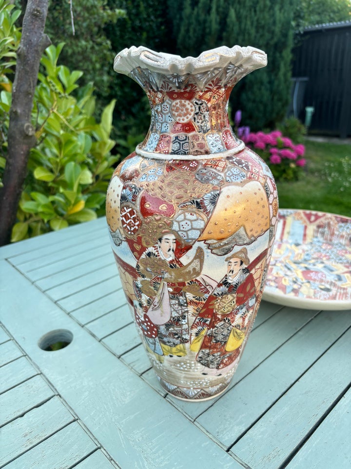 Fajance Vase og fad Satsuma