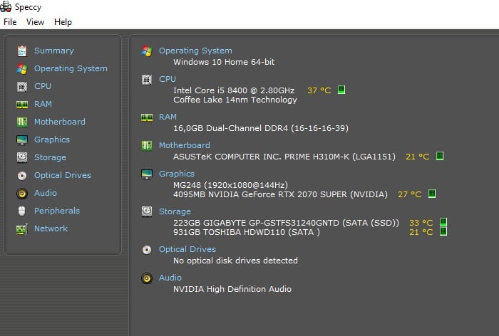 Selvbyg, i5-8400 Ghz, 16 GB GB ram