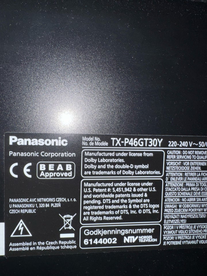 Plasma, Panasonic, 46"