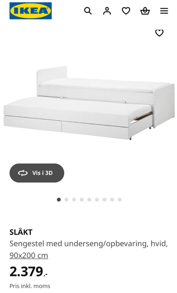 Enkeltseng, Ikea , b: 90 l: 200 h: 57