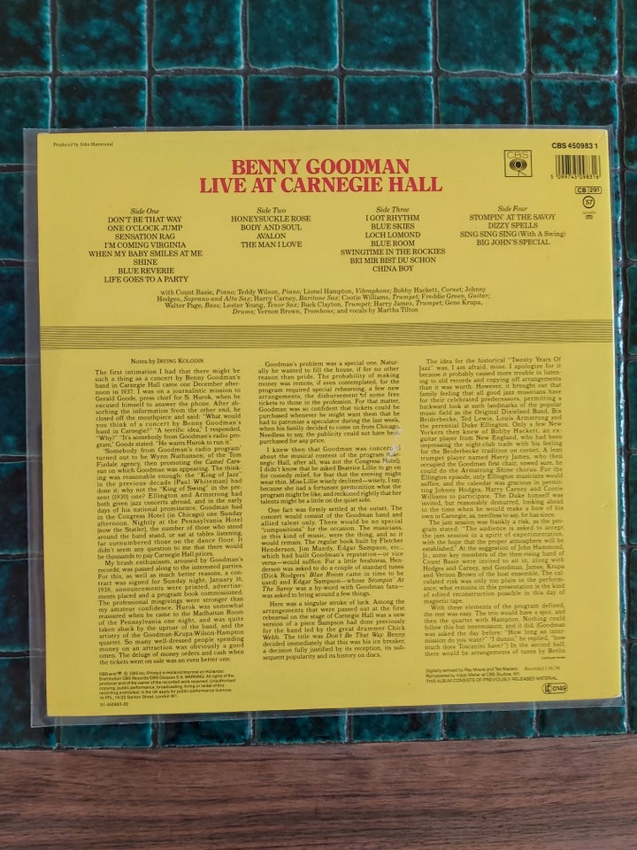 LP, Benny Goodman, Live at carnegie