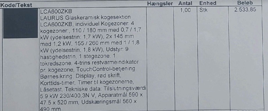 Glaskeramisk kogeplade, andet