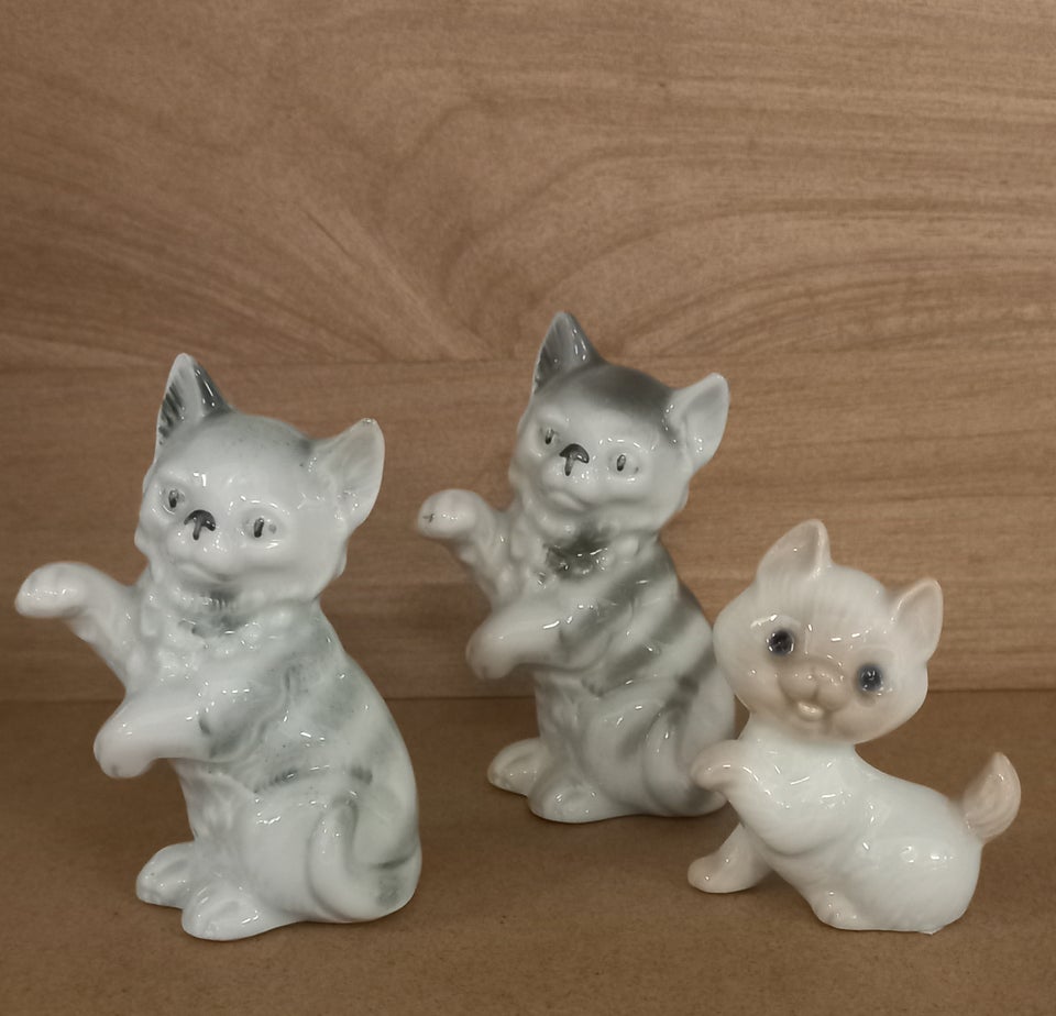 3 stk porcelæns katte Vintage