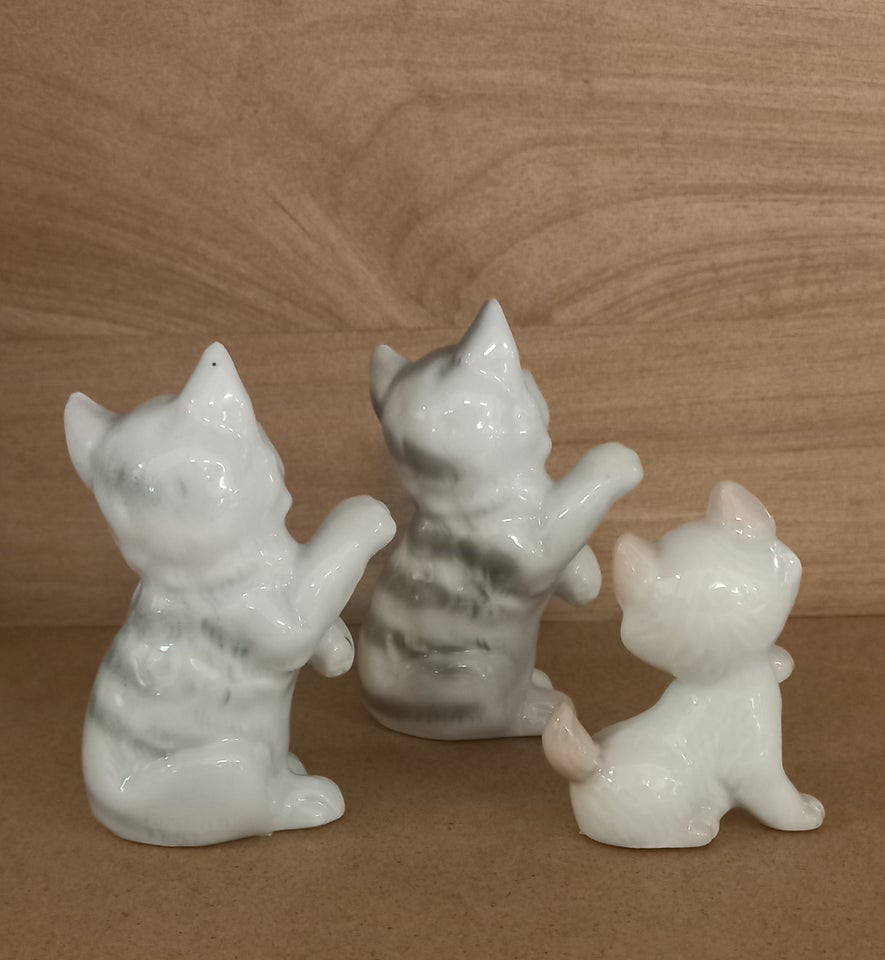 3 stk porcelæns katte Vintage