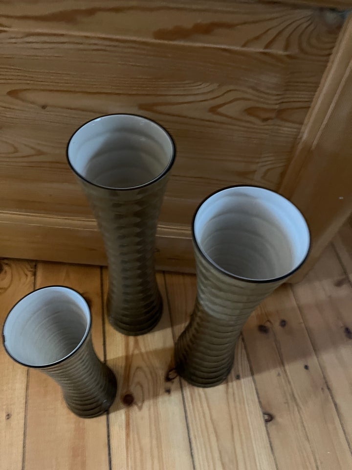 Porcelæn 3 x vaser gråbrun