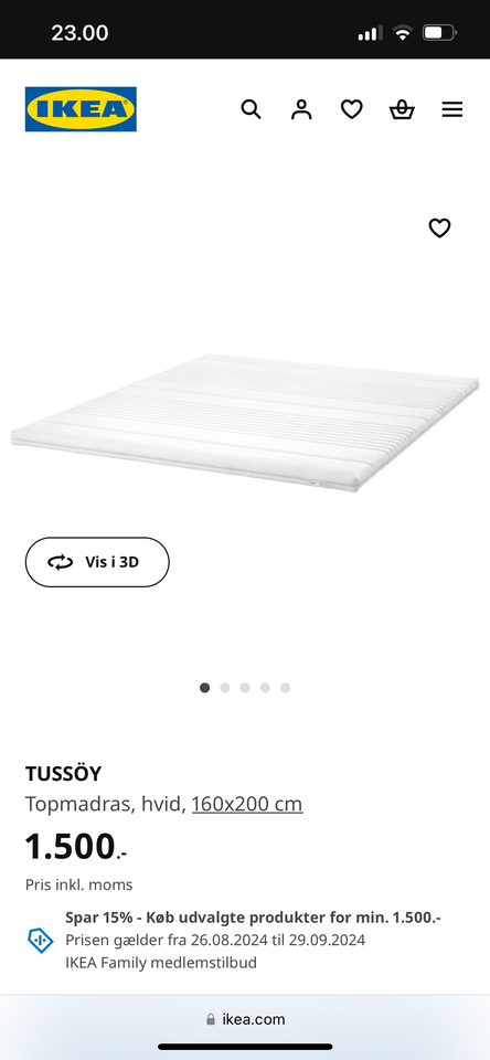 Topmadras Ikea Tussöy b: 160 l: