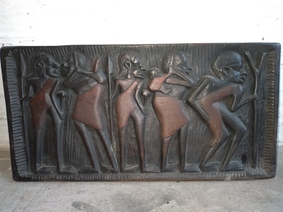 Afrikansk træ relief, motiv: Mænd