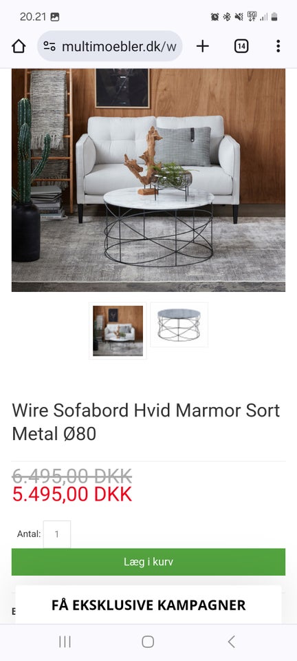 Sofabord Canett Wire marmor