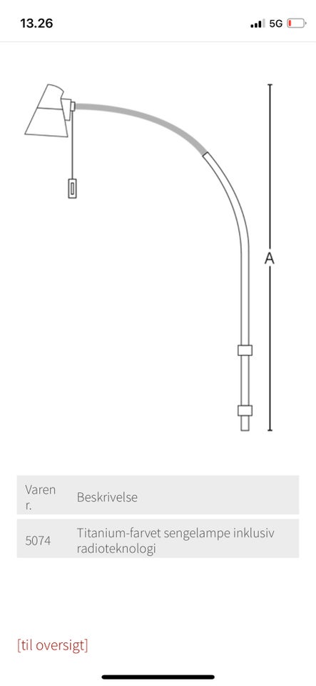 Anden arkitekt Rapallo bedlampe