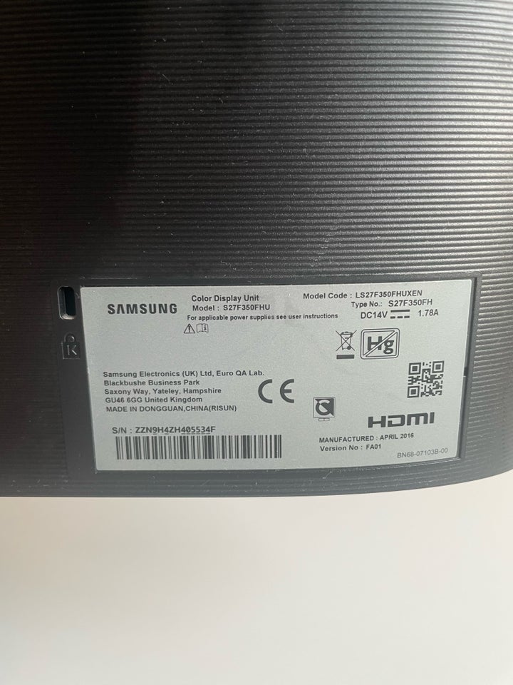 Samsung fladskærm s27f350fhu