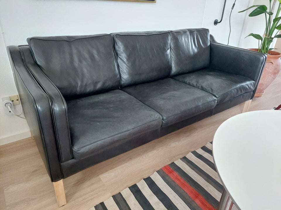 Sofa, læder, 3 pers.