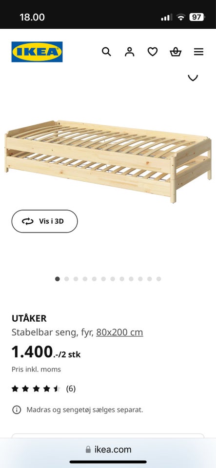 Sengeramme, Ikea Utåker, b: 83 l: