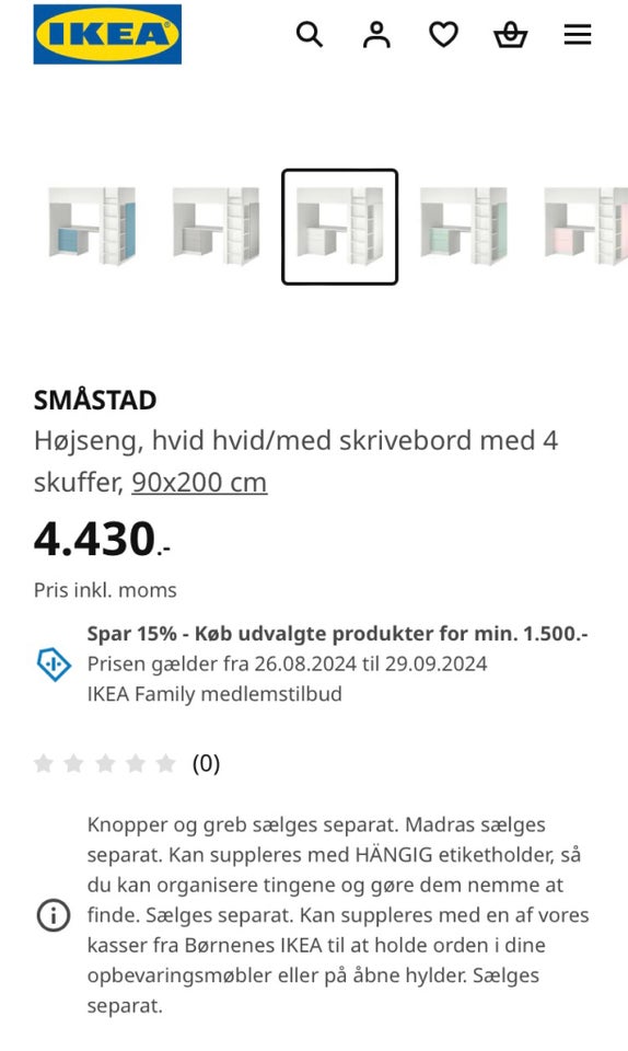 IKEA SMÅSTAD HØJSENG, IKEA