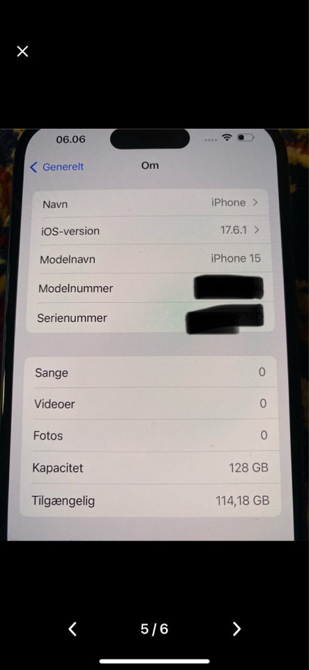 iPhone 15, 128 GB, grå