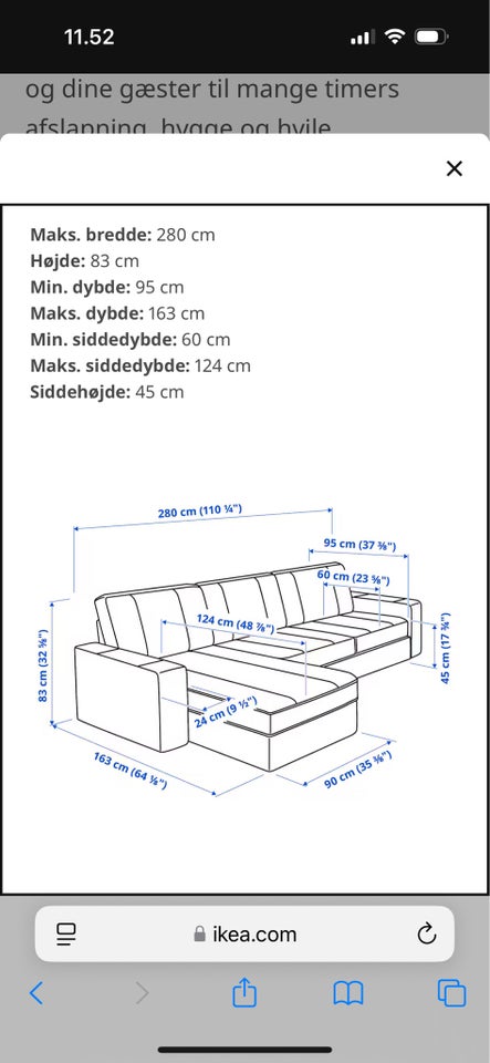 Chaiselong, polyester, 3 pers.