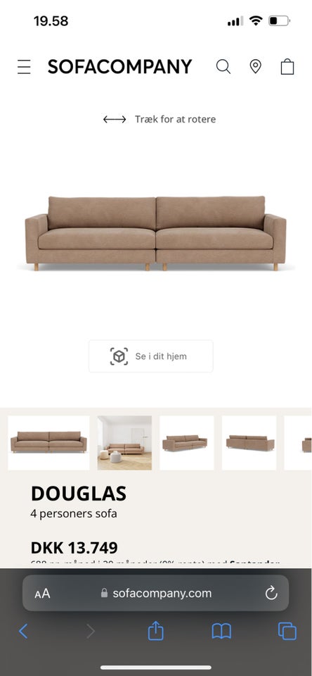 Sofa stof 4 pers